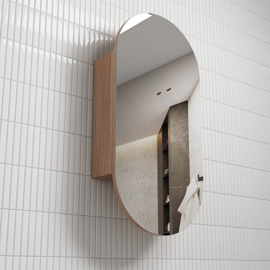 450X900Mm Beau Monde Wall Hung Oval Pill - Shaped Shaving Mirror Cabinet Mia Finish For Bathroom