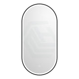 500x900mm Metro LED Mirror Oval Matt Black Framed Touch Sensor Front Light for Bathroom