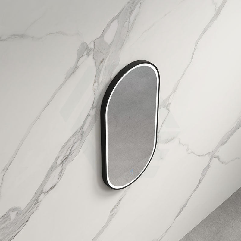 500x900mm Metro LED Mirror Oval Matt Black Framed Touch Sensor Front Light for Bathroom