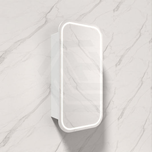450X900Mm Vienna Led Mirror Squircle Shaving Cabinet Matt White Finish Frameless Touchless Sensor
