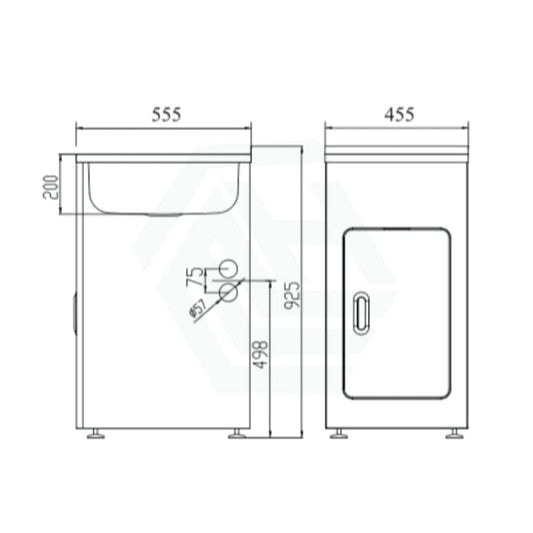 455X555X925Mm 35L Stainless Steel Laundry Tub Cabinet Freestanding Tubs