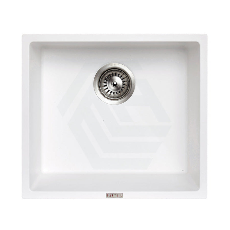 457X406X200mm Carysil White Single Bowl Granite Stone Kitchen/ Laundry Sink Top/ Flush/ Under Mount
