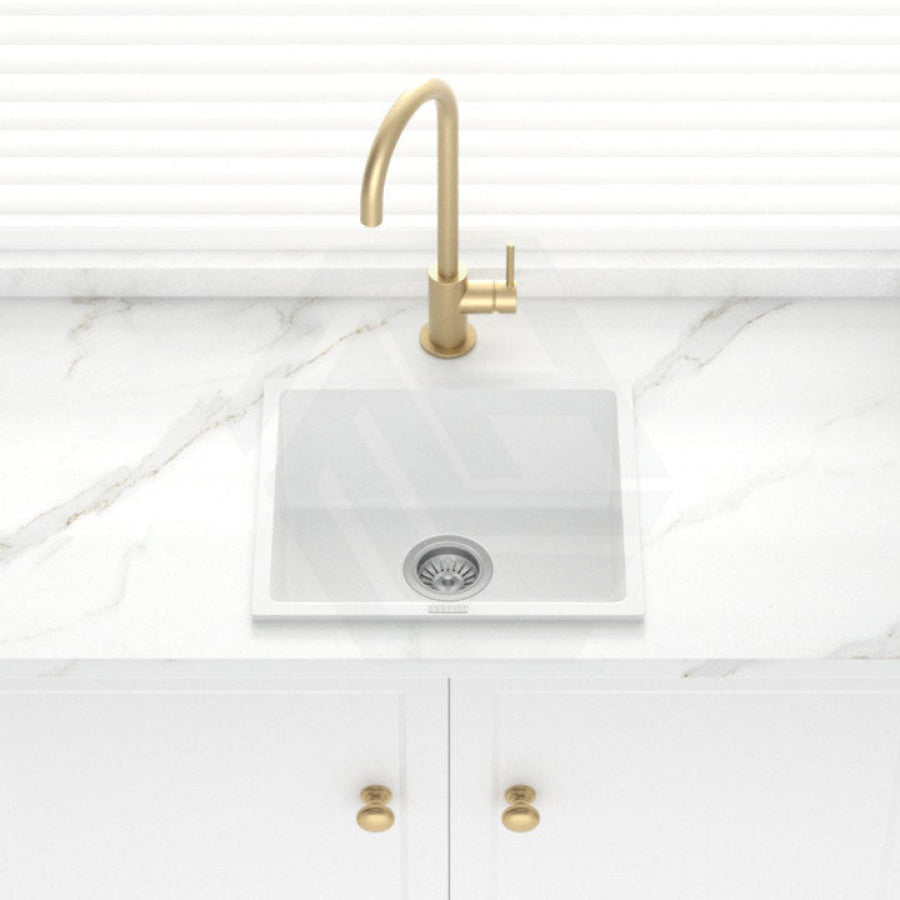457X406X200mm Carysil White Single Bowl Granite Stone Kitchen/ Laundry Sink Top/ Flush/ Under Mount
