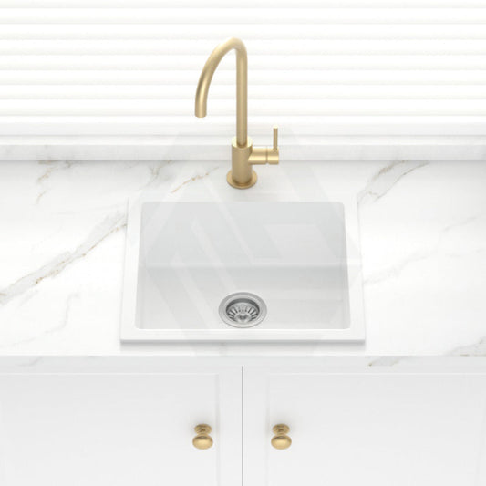 457X406X200Mm Carysil White Single Bowl Granite Stone Kitchen/Laundry Sink Top/Flush/Under Mount
