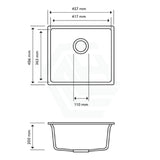 457X406X200mm Carysil White Single Bowl Granite Stone Kitchen/ Laundry Sink Top/ Flush/ Under Mount