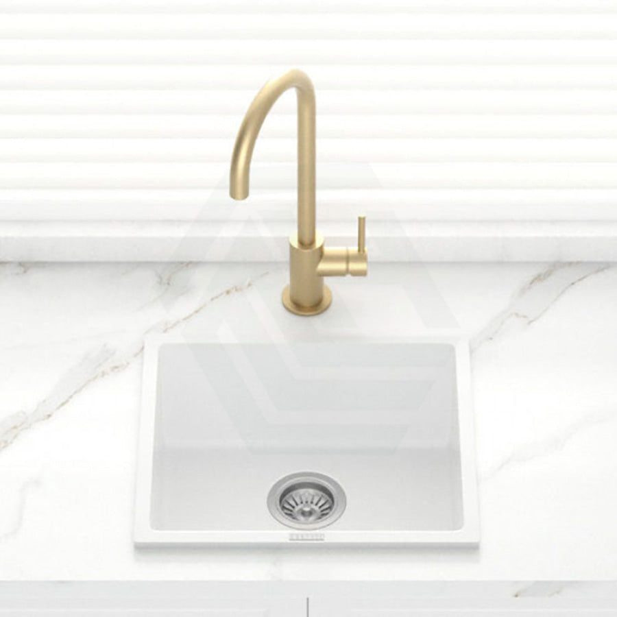 457X406X200mm Carysil White Single Bowl Granite Stone Kitchen/ Laundry Sink Top/ Flush/ Under Mount
