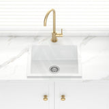 457X406X200mm Carysil White Single Bowl Granite Stone Kitchen/ Laundry Sink Top/ Flush/ Under Mount