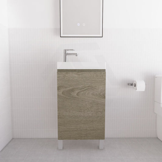 460x250x855mm Freestanding Narrow Bathroom Vanity with Poly Top Dark Oak MDF