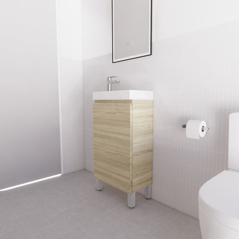 460x250x855mm Freestanding Narrow Bathroom Vanity with Poly Top Light Oak MDF