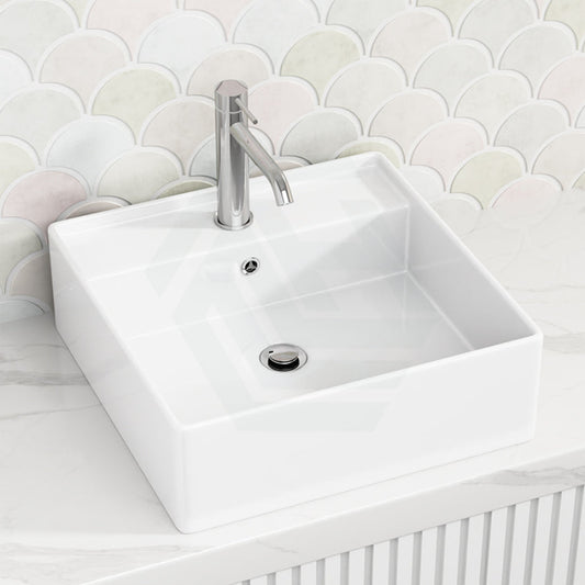 460X460X155Mm Above Counter/Wall - Hung Square White Ceramic Basin One Tap Hole Wall Hung Basins