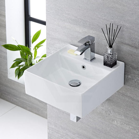 460X460X155Mm Above Counter/wall-Hung Square White Ceramic Basin One Tap Hole