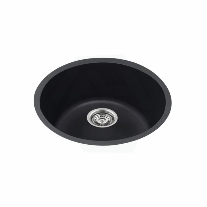 460X191Mm Black Granite Quartz Stone Kitchen/laundry Sink Round Single Bowl Top/under Mount