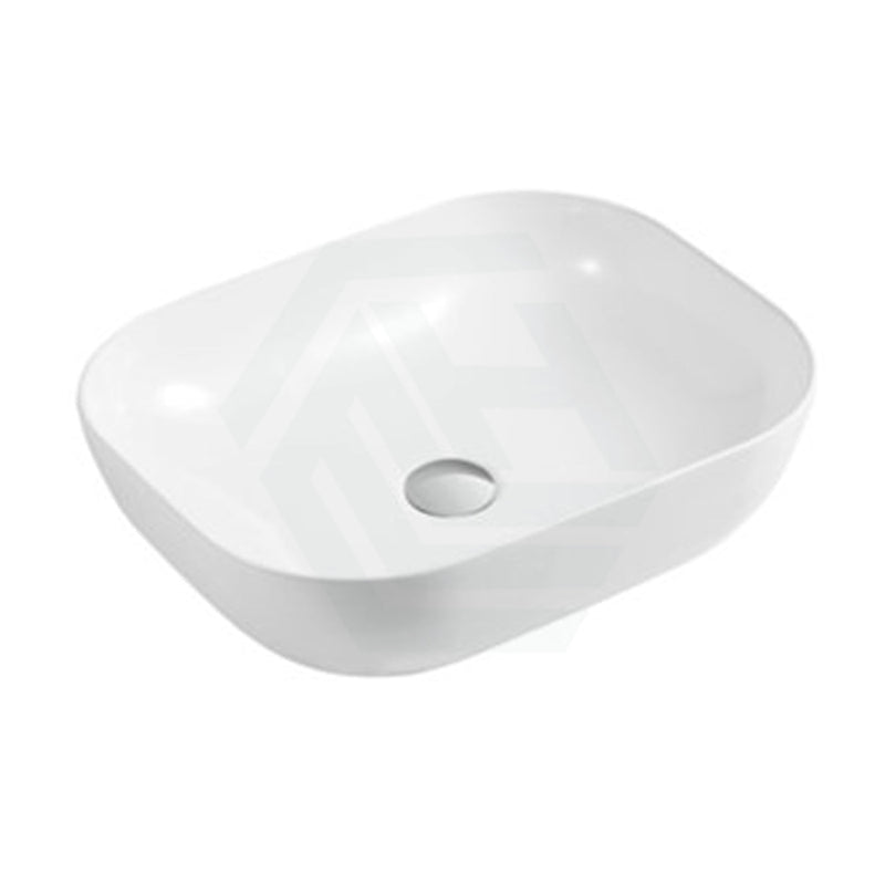 465X375X120Mm Rectangle Gloss White Above Counter Ceramic Basin Ultra Slim
