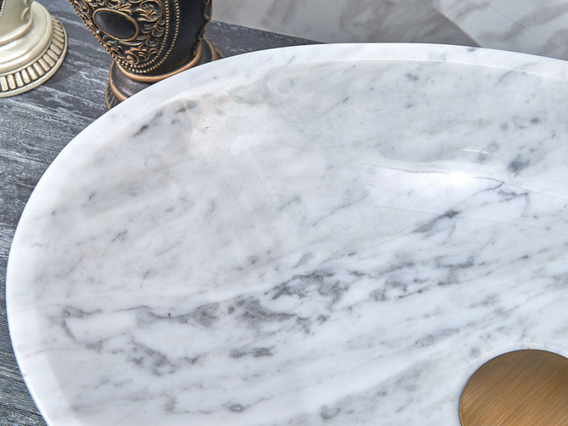 480X330X120Mm Above Counter Stone Basin Oval Marble Surface Antique Vintage Bathroom Wash