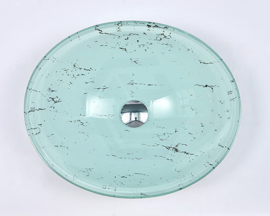 480X390X140Mm Tempered Glass Oval Basin Double Layer