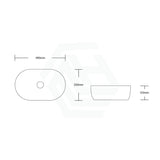 490X350X135Mm Oval Above Counter Gloss White Ceramic Basin