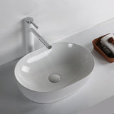 490X350X135Mm Oval Above Counter Gloss White Ceramic Basin