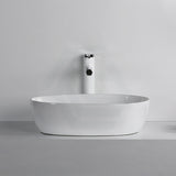490X350X135Mm Oval Above Counter Gloss White Ceramic Basin