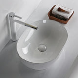 490X350X135Mm Oval Above Counter Gloss White Ceramic Basin