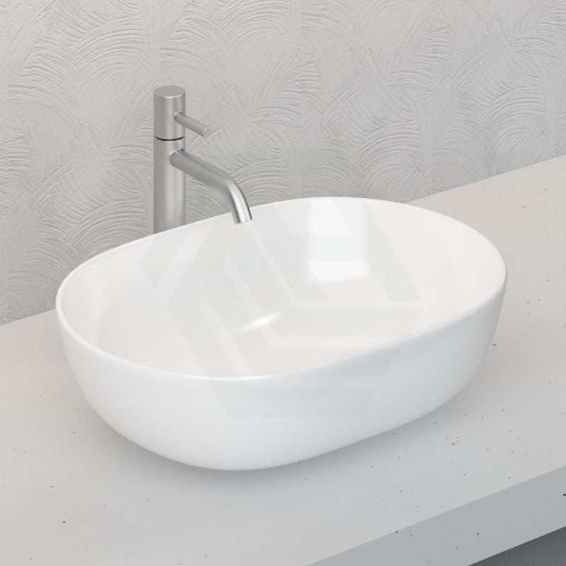 Above Counter Ceramic Basin Oval Gloss White Ultra Slim