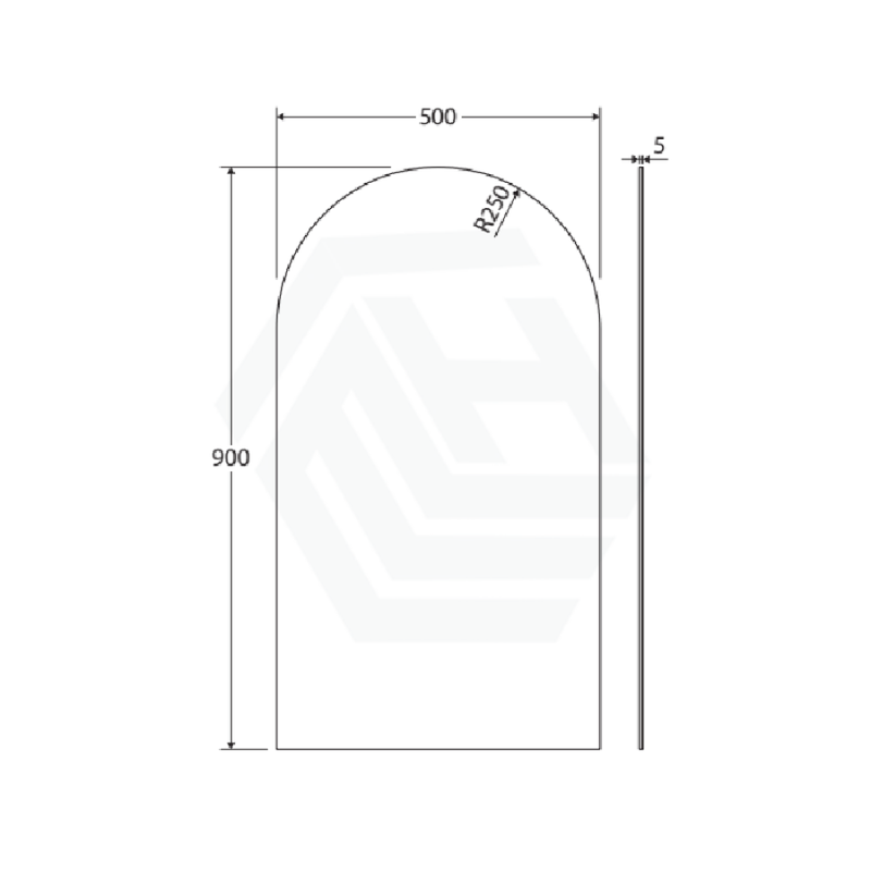 500/600/750/800mm Bathroom Mirror Pencil Edge Arch Wall Mounted