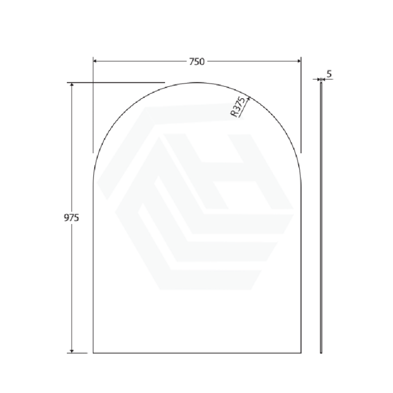 500/600/750/800mm Bathroom Mirror Pencil Edge Arch Wall Mounted
