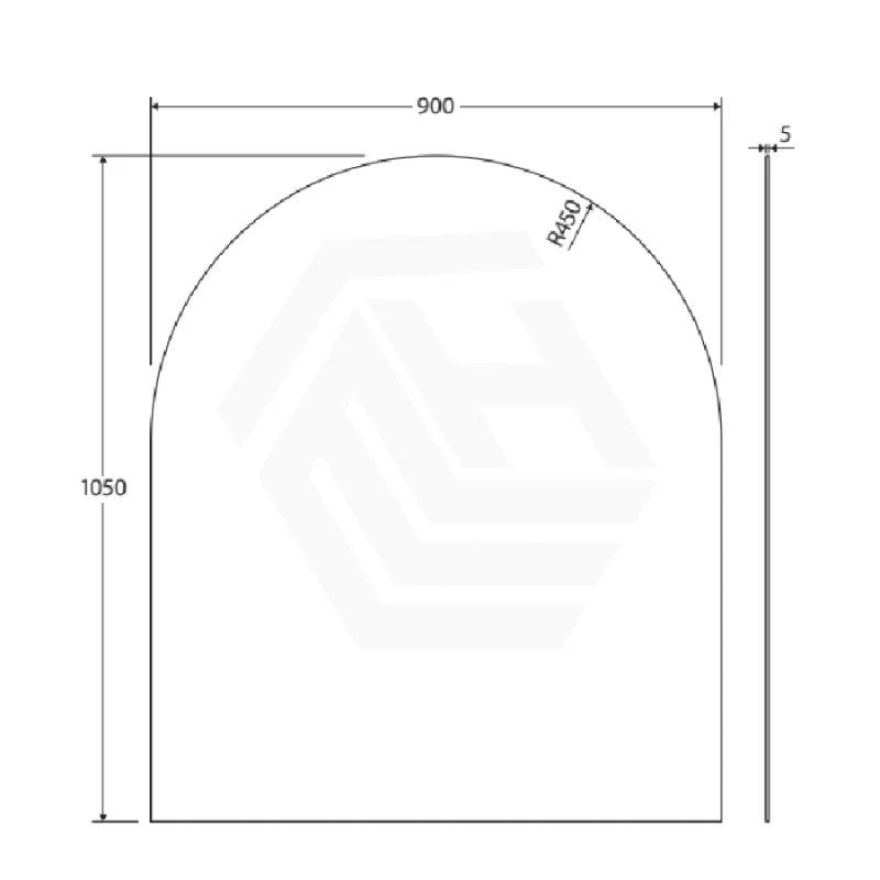 900mm Fienza Arch Pencil Edge Bathroom Mirror Wall Mounted