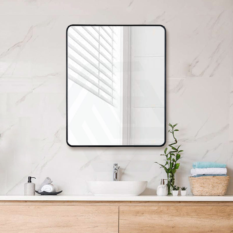 500/650/750/800/900/1200Mm Black Aluminum Framed Rectangle Bathroom Wall Mirror Rim Round Corner