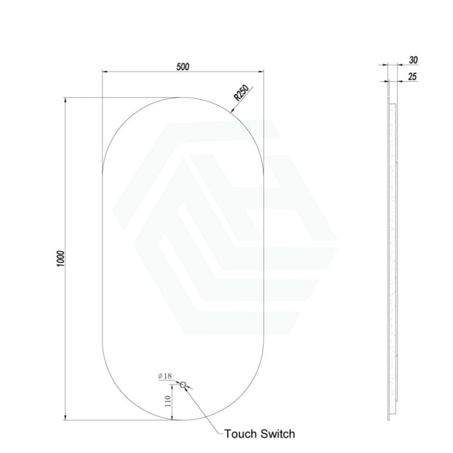 500X1000mm Led Mirror Oval Backlighting Led Mirrors