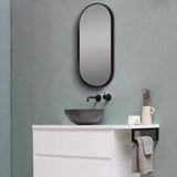 500x1000mm Lamex Aluminum Oval Black Framed Bathroom Mirror Vertical