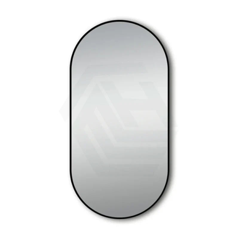 500x1000mm Lamex Aluminum Oval Black Framed Wall Mirror Vertical