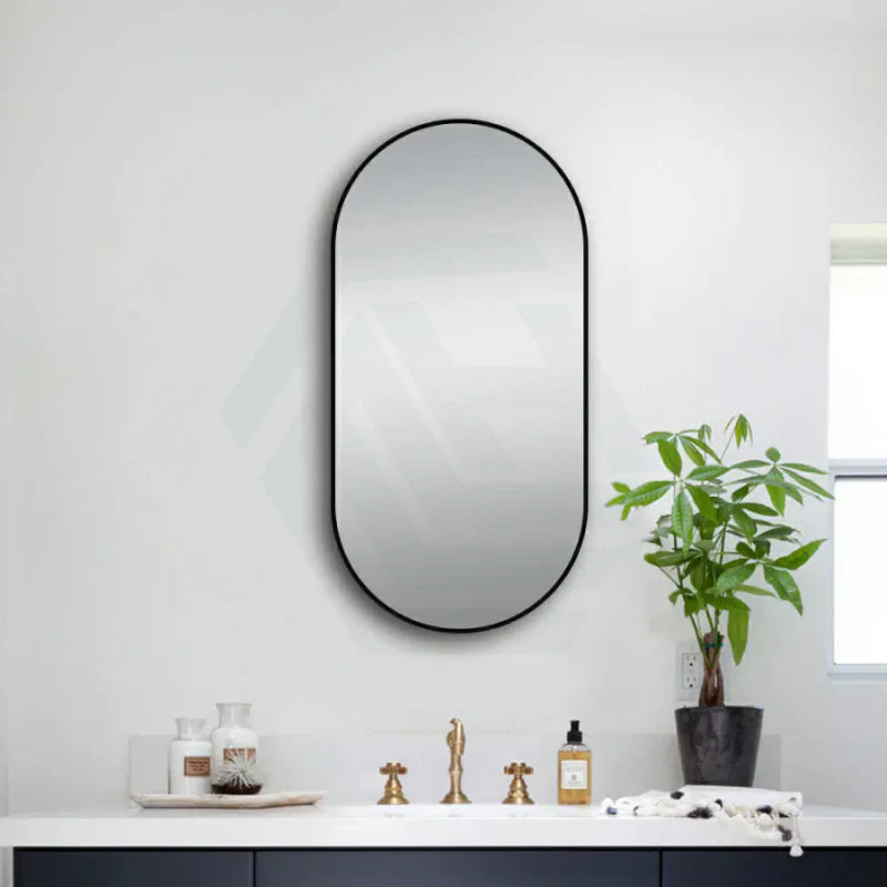 500x1000mm Lamex Aluminum Oval Black Framed Bathroom Wall Mirror Vertical