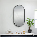 500x1000mm Lamex Aluminum Oval Black Framed Bathroom Wall Mirror Vertical