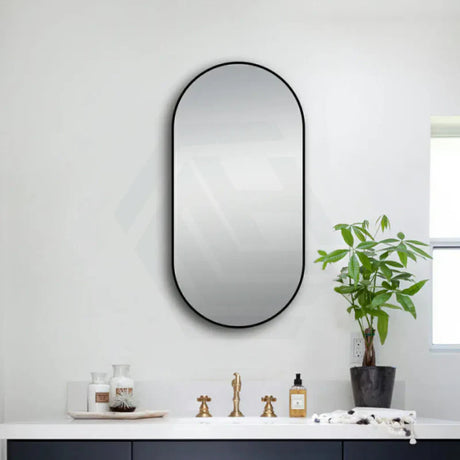 500x1000mm Lamex Aluminum Oval Black Framed Bathroom Wall Mirror Vertical