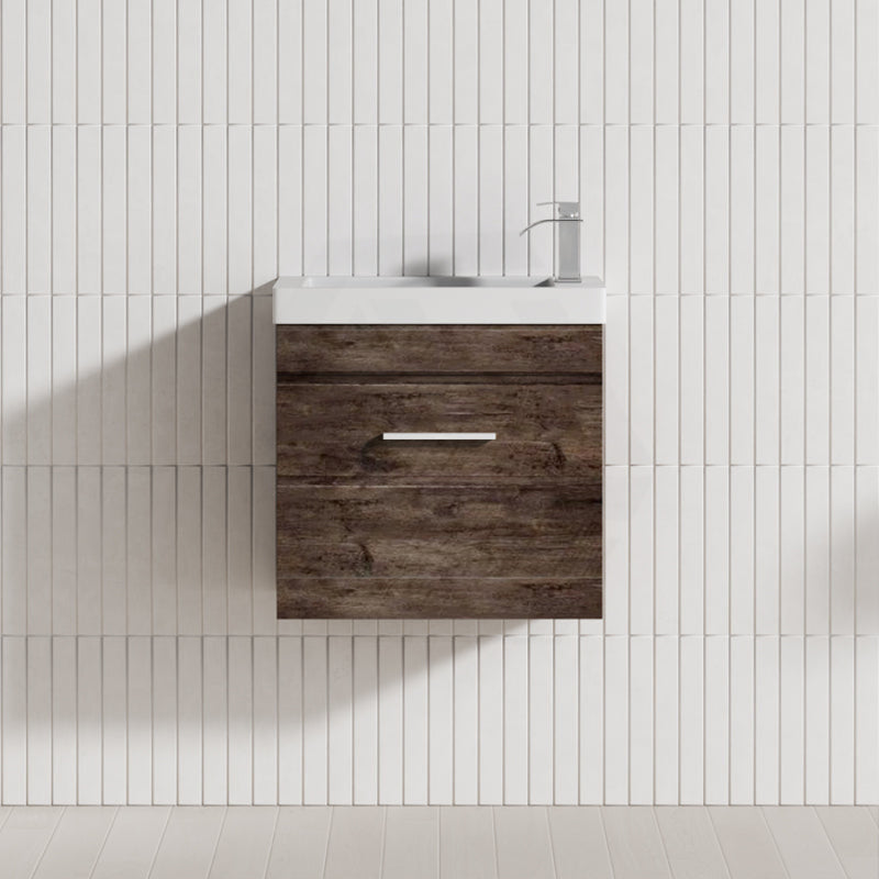 500X250X520Mm Wall Hung Bathroom Floating Vanity With Ceramic Top Dark Oak Wood Grain One Tap Hole