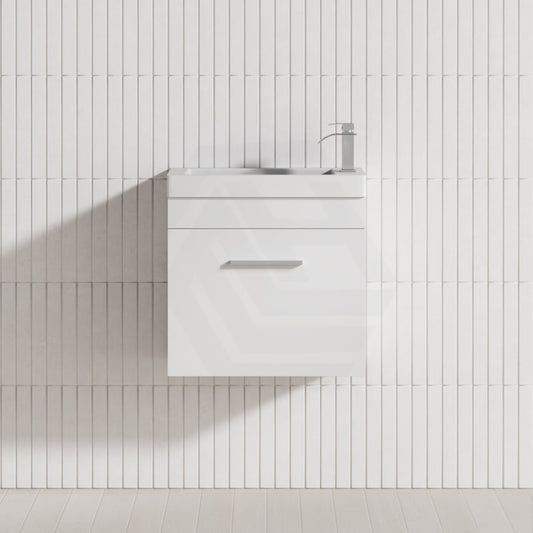 500X250X520Mm Wall Hung Bathroom Floating Vanity With Ceramic Top Matt White One Tap Hole 500Mm