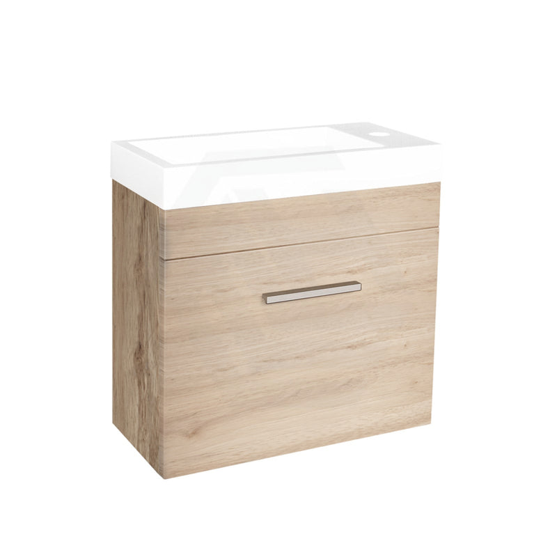 500X250X580Mm Wall Hung Bathroom Floating Vanity With Ceramic Top White Oak Wood Grain One Tap Hole