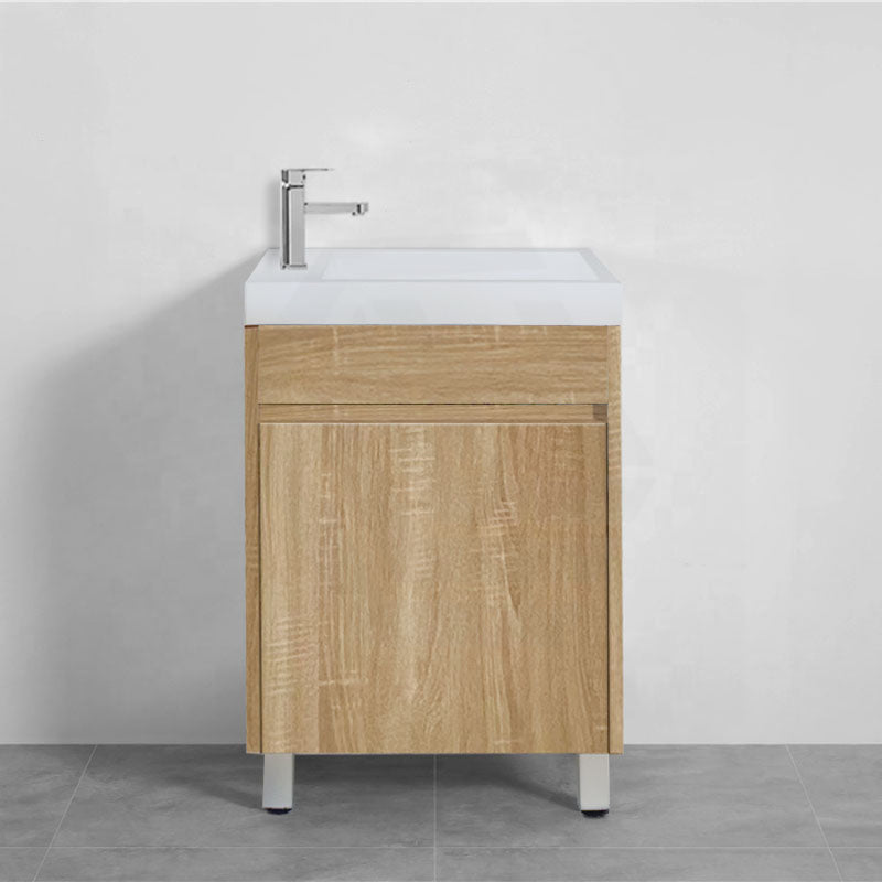 500X250X940Mm Mini Bathroom Vanity White Oak Wood Grain Ceramic Top Pvc Filmed Floor Freestanding