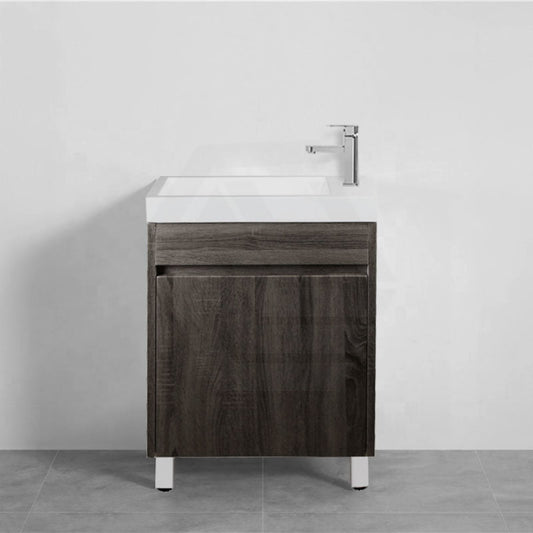 500X250X940Mm Pvc Filmed Floor Mini Bathroom Vanity Dark Grey Ceramic Top Freestanding Vanities With