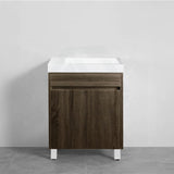 500X250X940Mm Pvc Filmed Floor Mini Bathroom Vanity Dark Grey Ceramic Top Freestanding