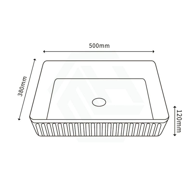 500X380X120Mm Rectangle Above Counter Ceramic Basin Ultra Slim Gloss White Basins