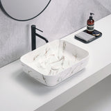 500X390X130Mm Rectangle Matt White Carrara With Gold Vein Above Counter Ceramic Basin Marble Basins