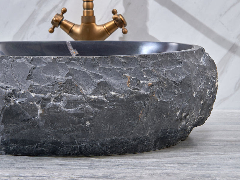 500X400X150Mm Above Counter Stone Basin Oval Marble Surface Bathroom Wash Vintage Antique