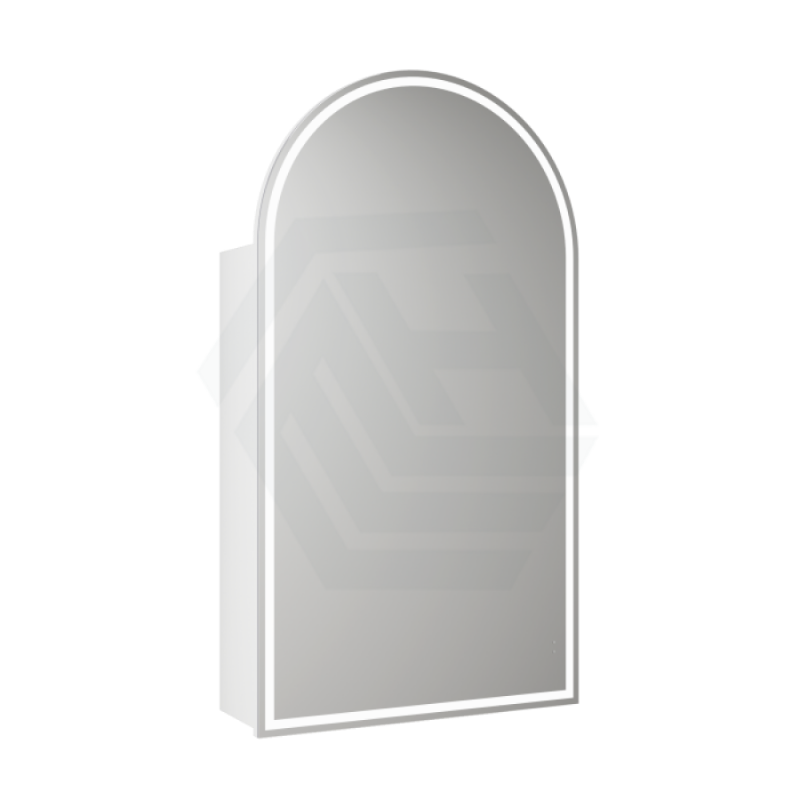 500X900Mm Canterbury Led Mirror Arch Shaving Cabinet Matt White Finish Frameless Touchless Sensor