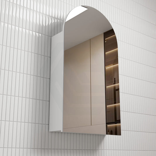 500X900Mm Canterbury Wall Hung Arch Shaving Mirror Cabinet Matt White Finish For Bathroom Cabinets