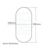 500X900X6Mm Racetrack Shape Bathroom Wall Mounted Mirror Oblong Pencil Edge Vertical Or Horizontal