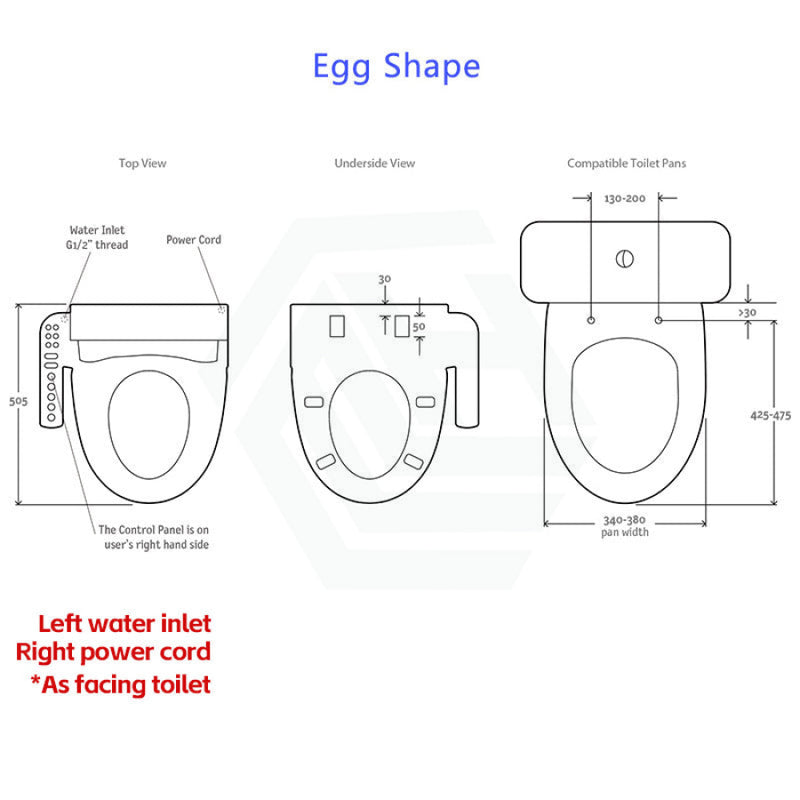 505Mm Englefield Length Intelligent Electric Heated Toilet Cover Seat With Auto Self - Cleaning And