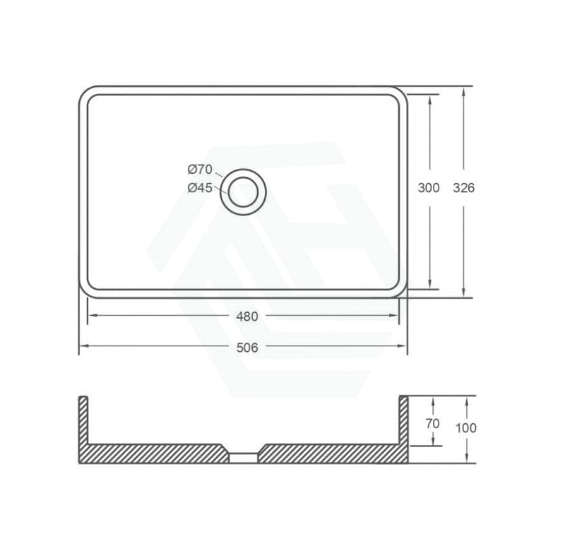 506X326X100Mm Rectangle Above Counter Concrete Basin Grey Mist Pop Up Waste Included Basins