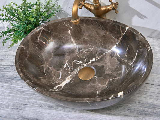 510X380X150Mm Above Counter Stone Basin Oval Marble Surface Antique Vintage Bathroom Wash