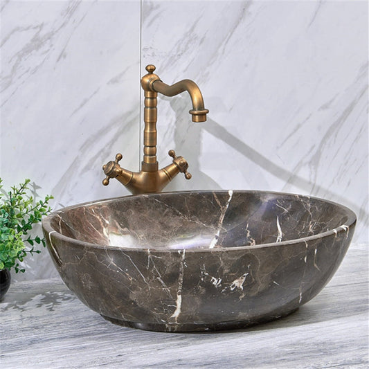 Oval Above Counter Stone Basin Marble Surface